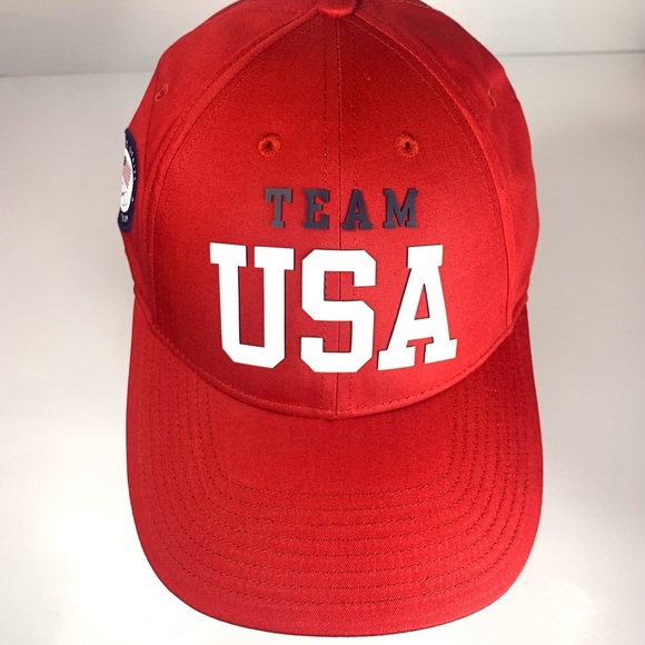 NEW~ Polo Ralph Lauren Red Team USA 2020 Summer Olympics Wordmark Adjustable Hat - Picture 5 of 15